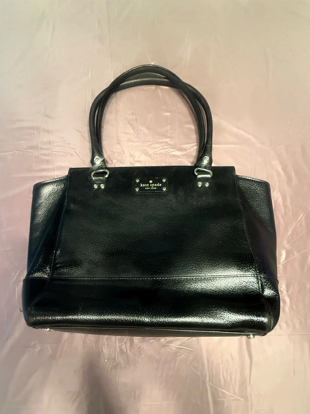 Kate Spade Wellesley Camryn Black Pebbled Leather Large Zip Top Tote Bag